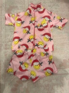 art class Pink Christmas Smile Face Pajama Set